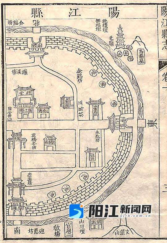 五马坊位置(乾隆《阳江县志》)